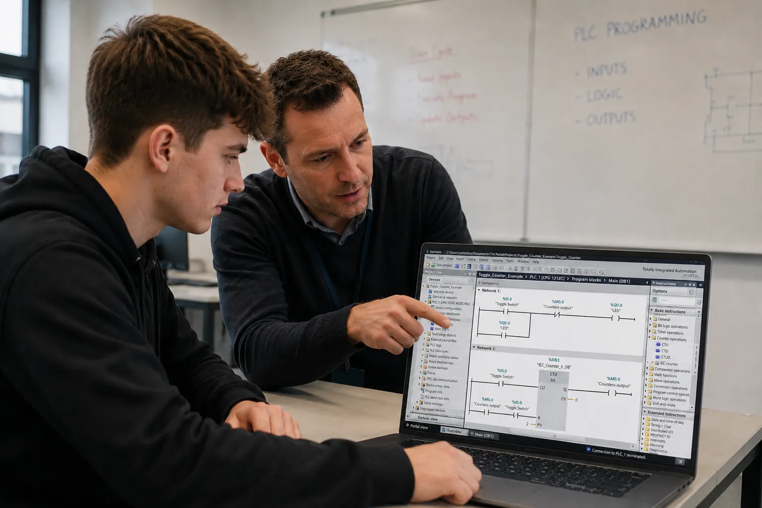 PLC teaching in an education environment